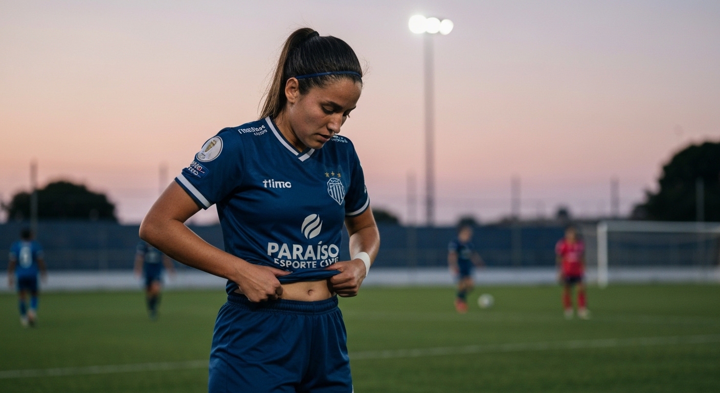 Jogadora do Paraíso Esporte Clube mostra desapontamento após eliminação no Brasileiro Feminino A-3