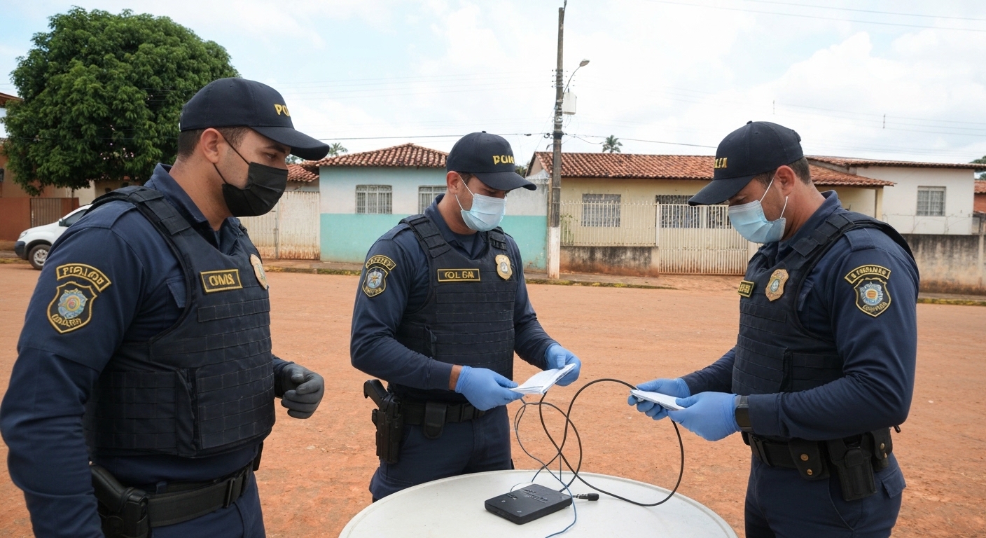 Agentes da Polícia Civil do ES investigam cabos de internet cortados em Colatina, ES.
